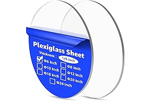 Art3d 2Pcs Round Clear Plexiglass Circle, 6 Inch Diameter Round Acrylic Sheets