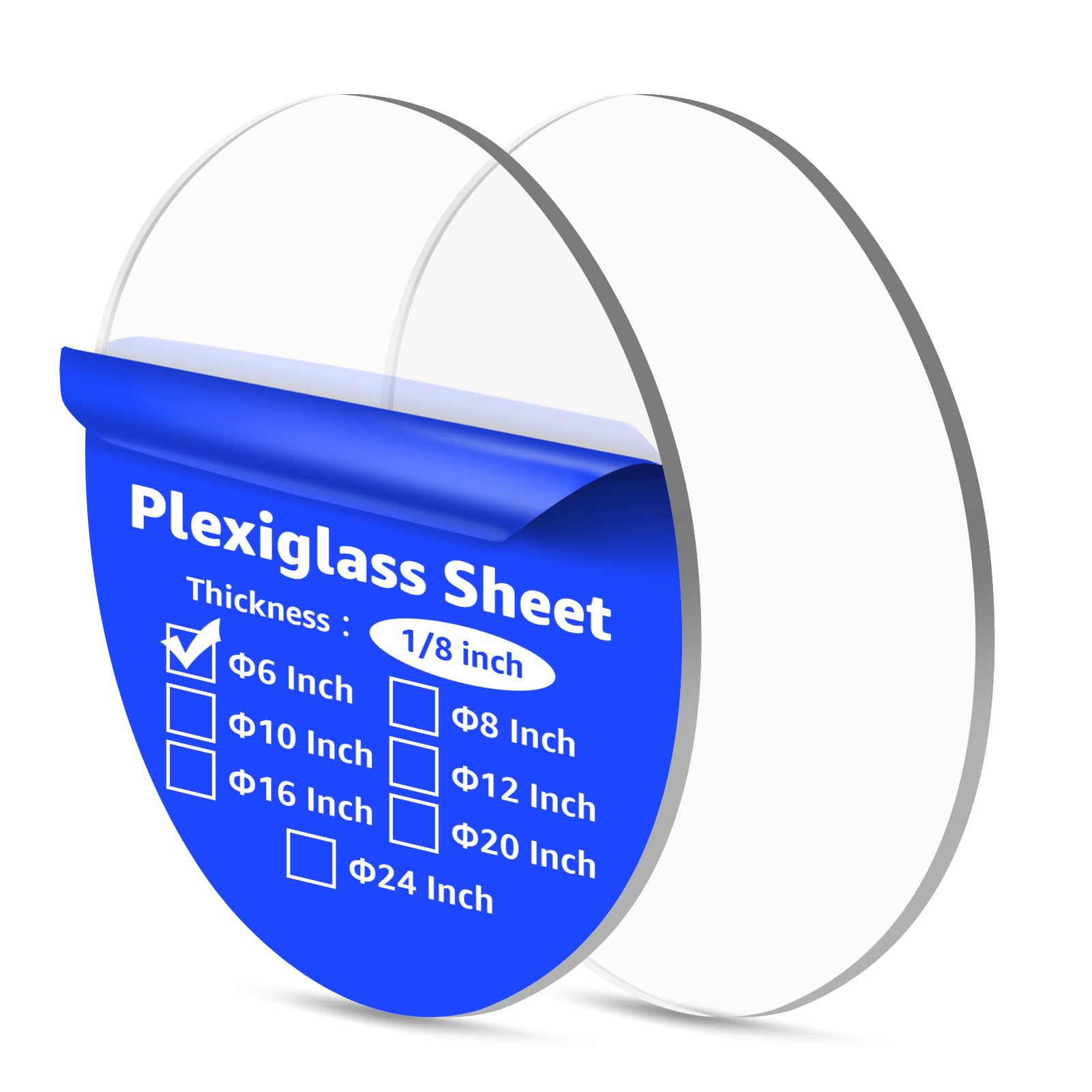Black Plexiglass Sheets - 2 Pack, 12" Round -16