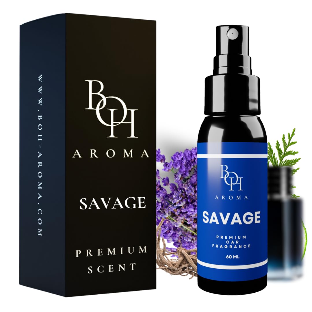 BOH-Aroma Auto Duft SAVAGE - Auto Parfüm und auto lufterfrischer Innenraum, neutralisiert Gerüche im Auto, Autoduft mit eigenem parfum, autozubehör innenraum 60ml