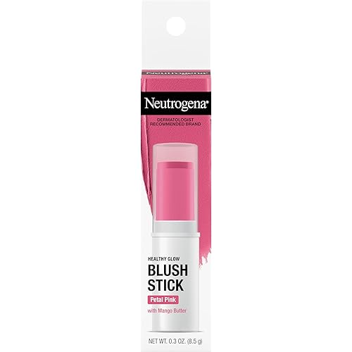 Neutrogena Healthy Glow Blush Stick, Easy to Use Lightweight Makeup, Ultra Creamy Cheek Color with Mango Butter Leaves Skin with a Natural Looking Colo, Petal Pink, 0.3 oz