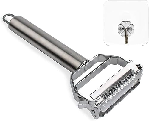 Pelador de verduras, acero inoxidable 2 en 1, pelador de verduras Julienne perfecto para zanahoria, patata, melón, gadget de verduras y frutas
