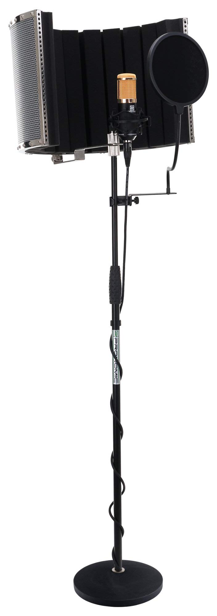 Pronomic CM-100BG Micrófono de Gran Diafragma Juego Completo Incl. Soporte | Micrófono de estudio de gran diafragma, Diafragma de 34 mm con recubrimiento dorado, Patrón polar: cardioide marcado, 5 % THD