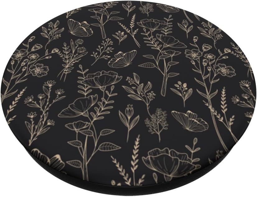 Butterfly Meadow Botanical Wildflower Pattern (Ash Black) PopSockets Adhesive PopGrip - Image 2