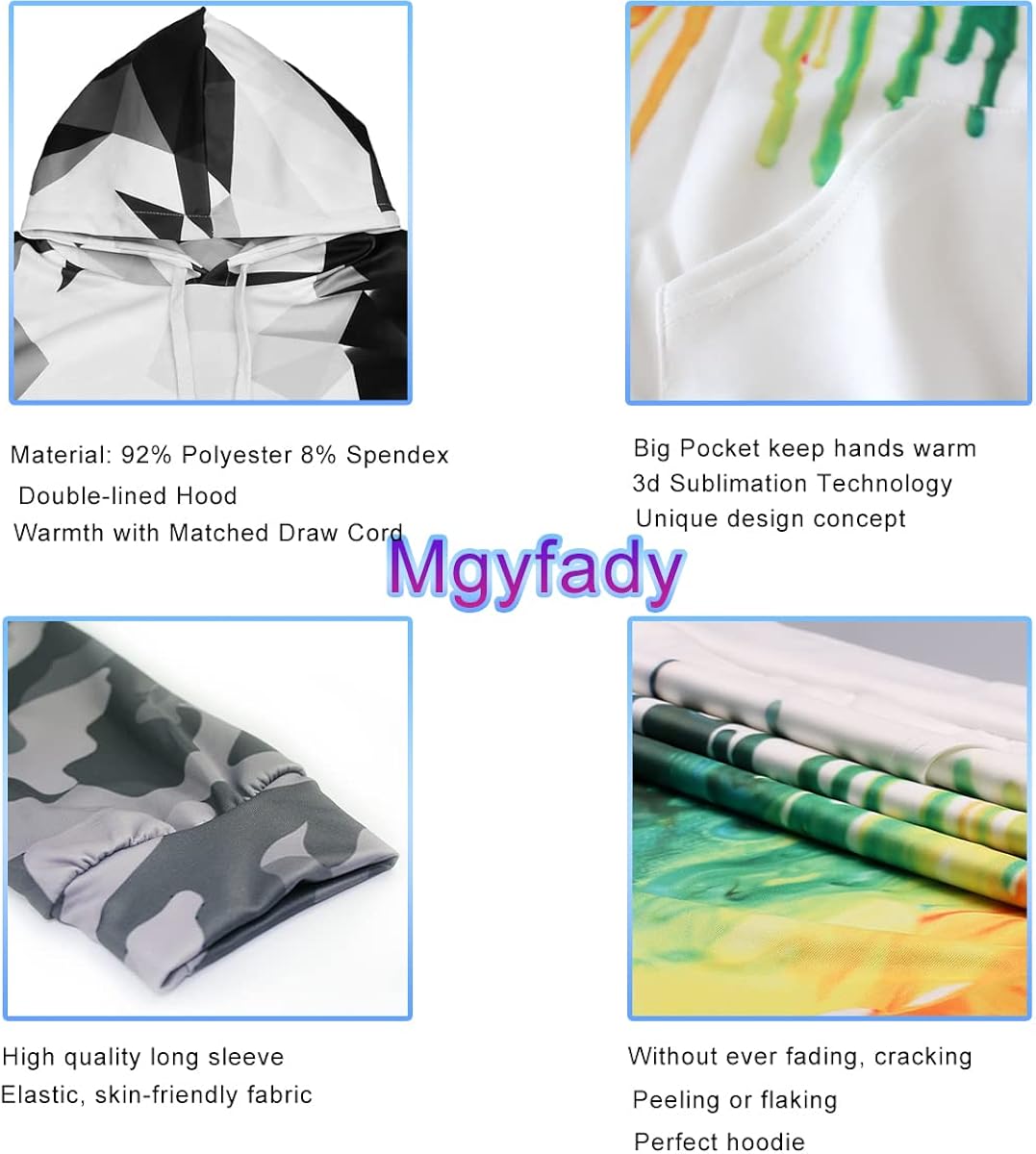Miniatura 4 de Mgyfady Sudaderas con capucha unisex con estampado realista en 3D para hombres y mujeres, sudadera con capucha gráfica genial