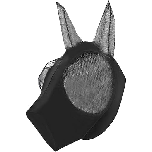 Horse Fly Mask Protective Net Hood Black