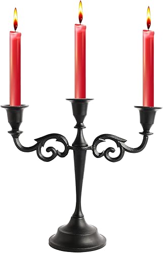 Miniatura 2 de Rely+ - Candelabro de 3 y 5 brazos, portavelas cónico negro mate de 10 pulgadas de alto, elegantes candelabros de metal para decoración del hogar,