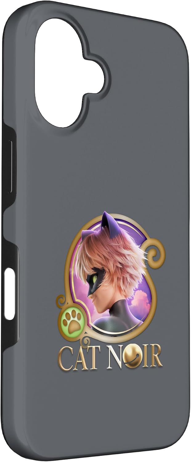 iPhone 16 Miraculous Ladybug The Movie Cat Noir Badge Gold Case