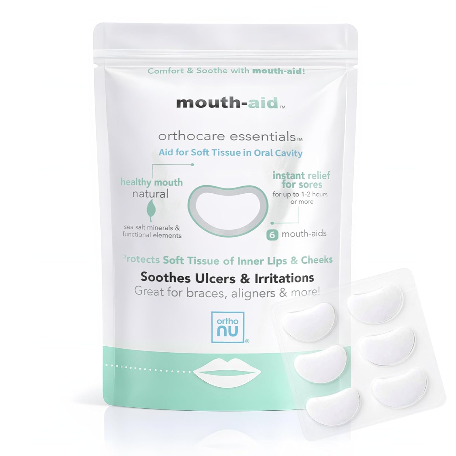Mouth Aid Oral Relief Patches, Protect and Sooth for Oral Irritation, Adhesive Comfort Patch for Gums and Inner Cheek, 2+ Hours Protection