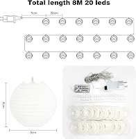 Bigzom LED Lámpás Fényfüzér 5m 20 LED - Kültéri/Beltéri Időzítővel, Távirányítóval, IP44 Vízálló, Meleg Fehér Kerti Dekoráció Karácsonyra, T 4