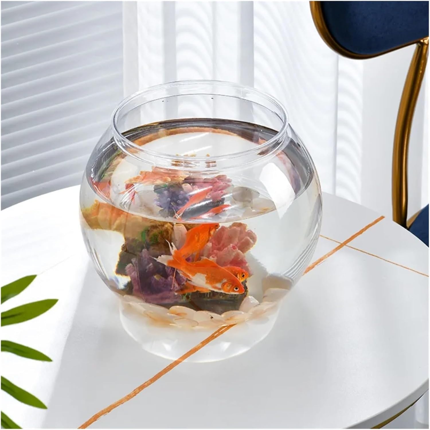 Clear Transparent Desktop Fish Bowl - Portable Small Aquarium for Ornamental Fish - Modern Home Decor(C)