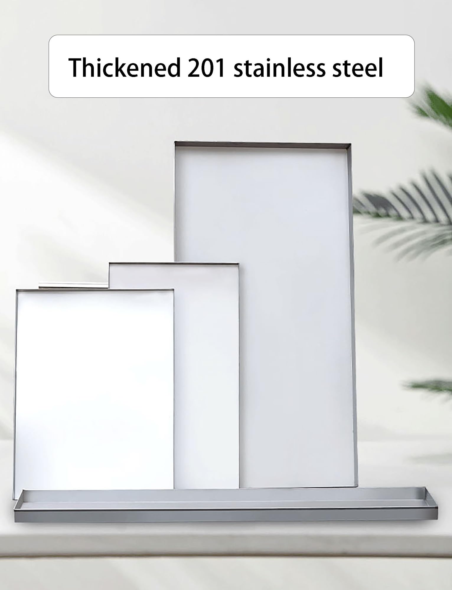 Vaschetta rettangolare in acciaio inox — vasca stagna raccolta condensa climatizzatore esterno, sotto lavatrice, raccolta olio, BBQ — profondità 2 cm / 5 cm(81x58x5cm)
