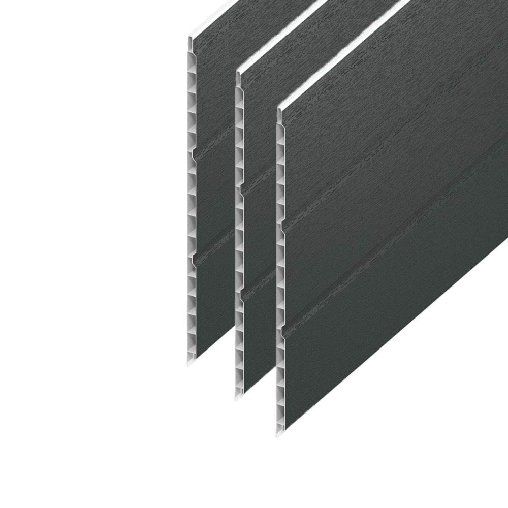 uPVC Hollow Soffit Cladding Panels - Anthracite Grey Plastic Soffit Board - 5 Metre Length x 300mm Wide x 3 Length Pack