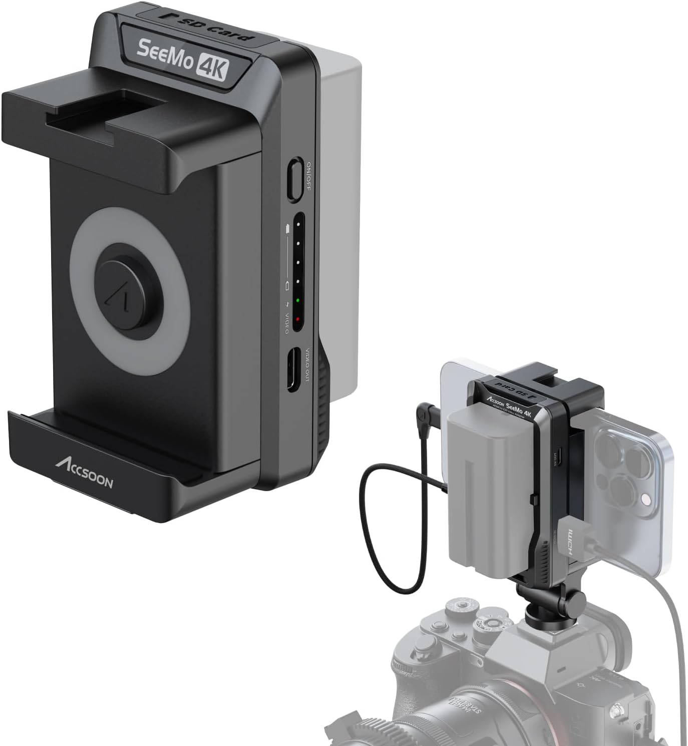 Accsoon SeeMo 4K HDMI Video Transmission System for i-Phone iPad 4K30 fps/1080 60fps Turn iOS into Camera Field Monitor for Video Monitoring/Recording/Reviewing/Sharing/Professional Video Production