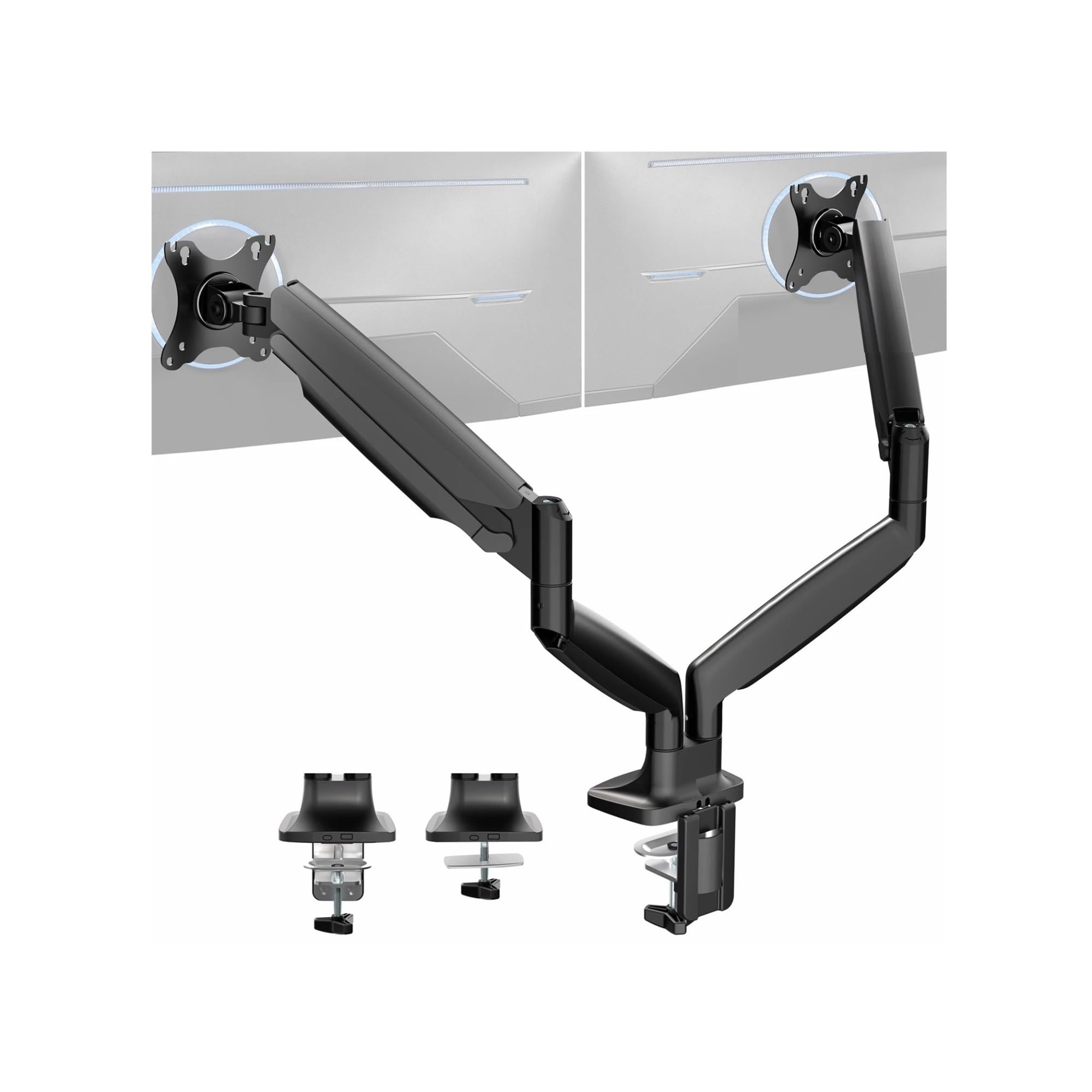 TKJfdTY Dual Extra Wide 40 Inch Computer Monitor Desk Stand With Pneumatic Spring Arms -
