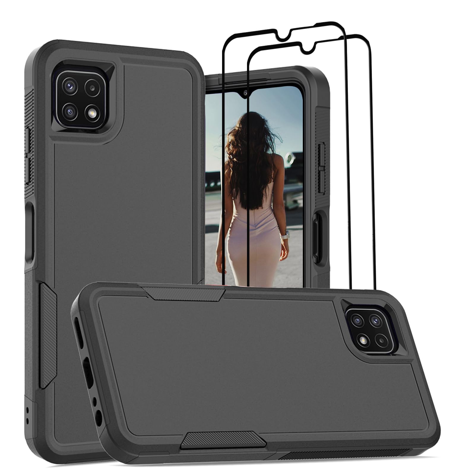 Jeylly for Samsung Galaxy A22 5G Case [Not for A22 4G], Heavy Duty Shockproof Protection Dual Layer Soft Bumper Hard PC Back Rugged Cover for Samsung