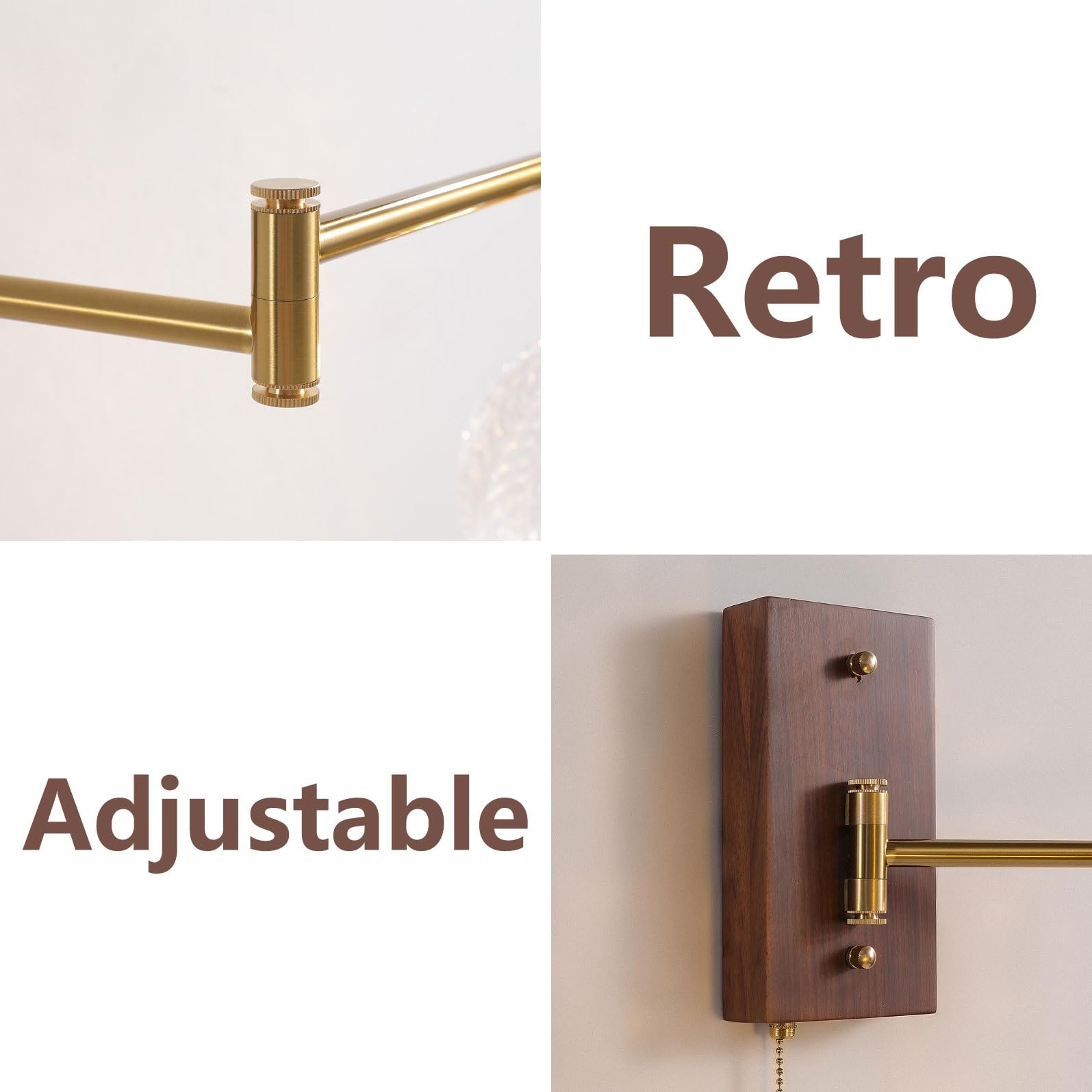 Regulowana lampa ścienna w stylu retro, obrotowa lampa ścienna w stylu vintage z przełącznikiem suwakowym, lampką nocną z kwiecistym szkłem, mosiężna lampa ścienna do sypialni