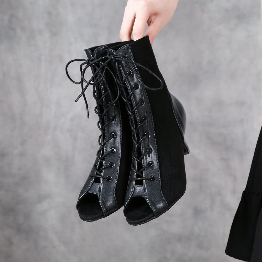 YYTing Women Suede Ballroom Dance Boots Latin Salsa Dress Shoes Practice Footwear 2.5inch 3.5inch Heels YT22 - Image 2