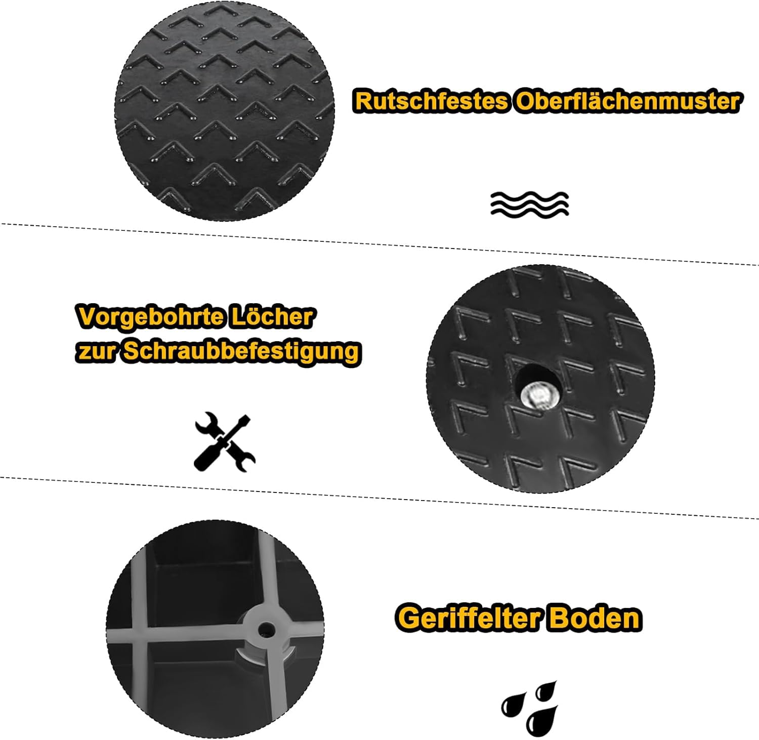 FIVMEN 2er Set Bordsteinrampe Türschwellenrampe Gummi Tragbare Schwellenrampe mit Rutschfester Oberfläche Rampe für Auto Rollstuhl, 10cm Hoch