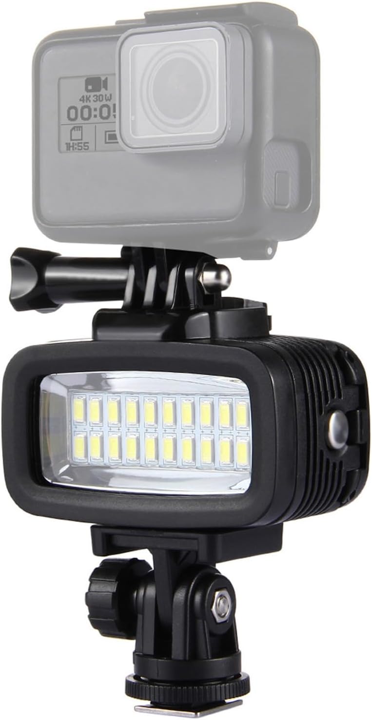 Diving Light IPX8 Waterproof LED Video Light for Hero 5/4/3+/3/2/1 Action Camera, 20 LEDs 40m Underwater Lights with Hot Shoe Mount for Canon for Sony DSLR Cameras