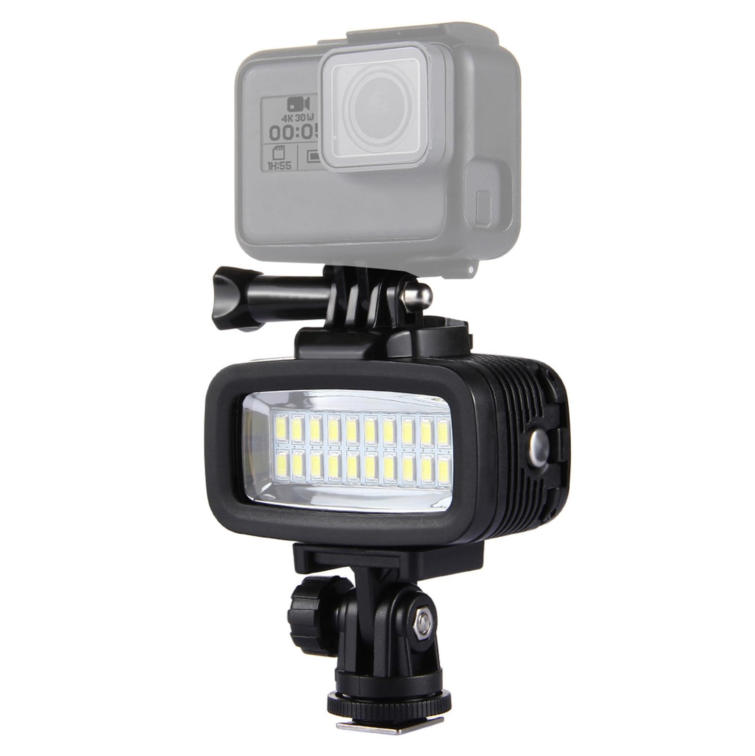 Luce subacquea IPX8 impermeabile LED Video Light per Hero 5/4/3+/3/2/1 Action Camera, 20 LED 40m Luci subacquee con Hot Shoe Mount per Canon per fotocamere DSLR Sony