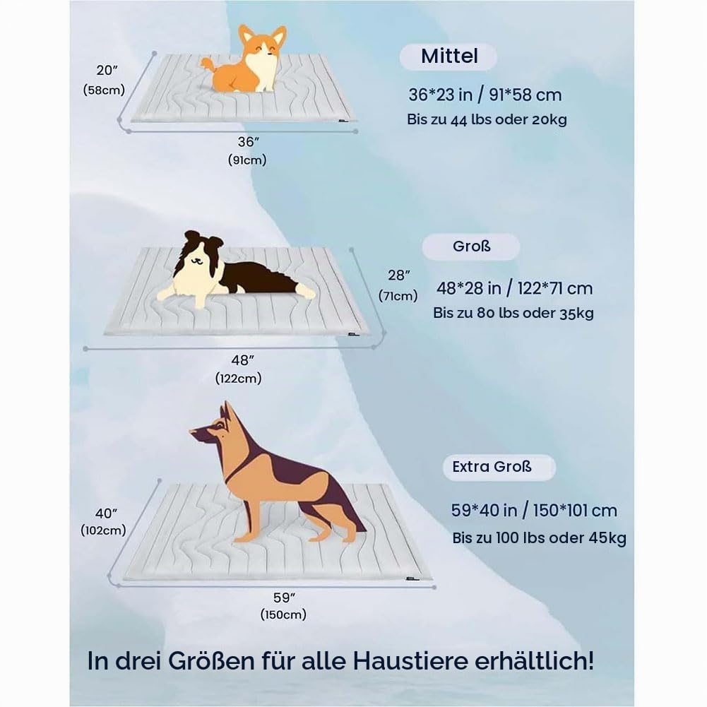 Pfoten Kühlmatte, Pfotenchill - Die Innovative Kühlmatte Für Hunde, Pfotenfrost Kühldecke Für Hunde, Aus Kühlgewebe Wendbar, Selbstkühlend Kühlbett Für Zu Hause, Reise (XL(150 x 101 cm))