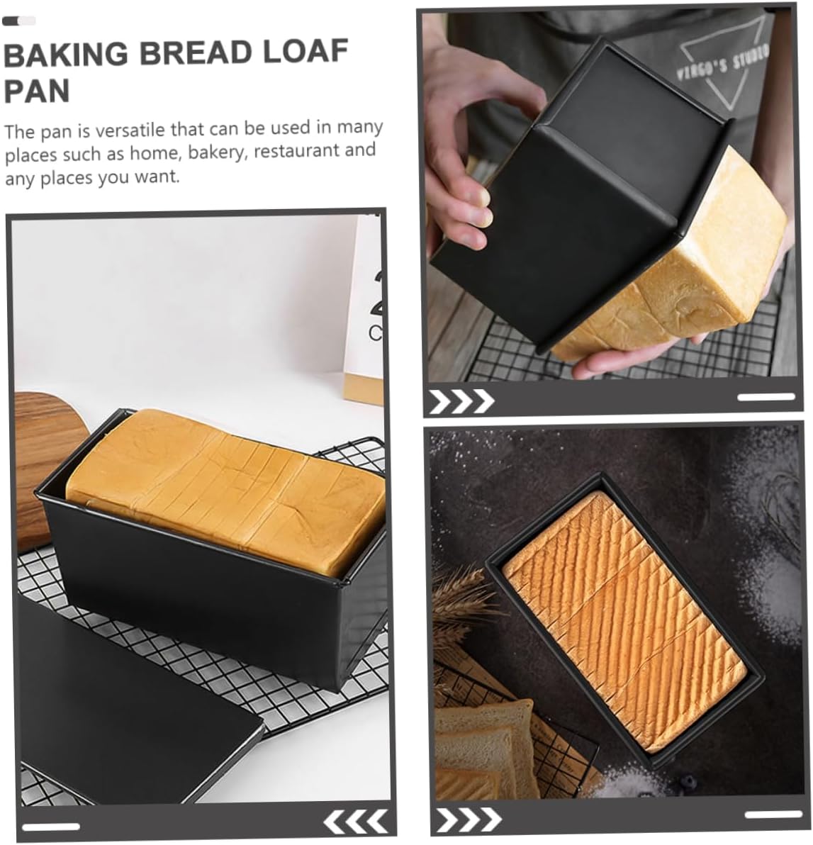 KICHOUSE 2pcs Bread Mold Loaf Pan Kitchen Loaf Pan Carbon Steel Toast Mold Lid Nonstick Toast Cooking
