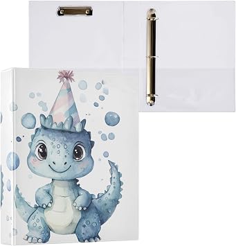 Cute Dinosaurs 7 Hardcover 3-Ring Binder with Clipboard Clear Presentation View Binder Organizer for 3 Hole Punch Letter Size 1.5" Binder Holds 200 Sheets
