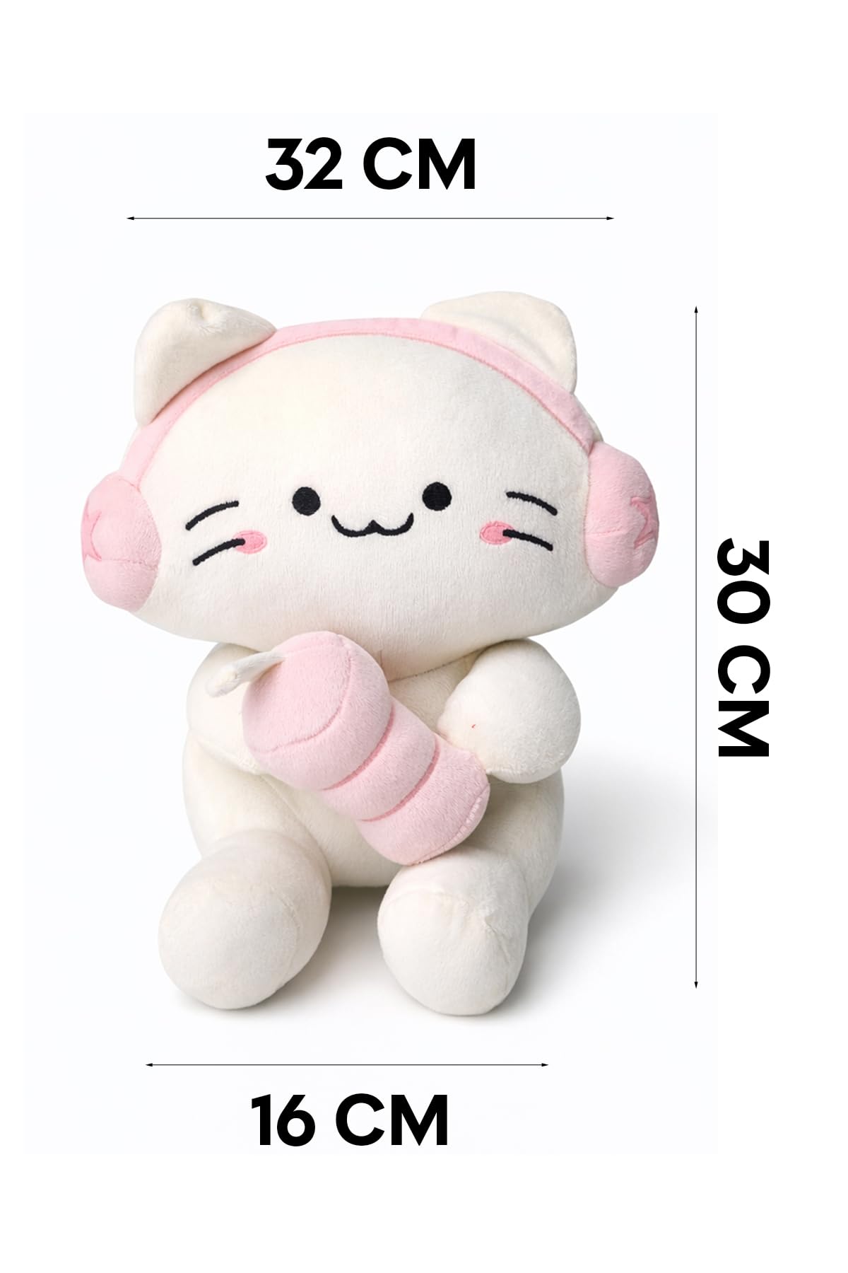 Ecrou Kulaklıklı Kedi Peluş