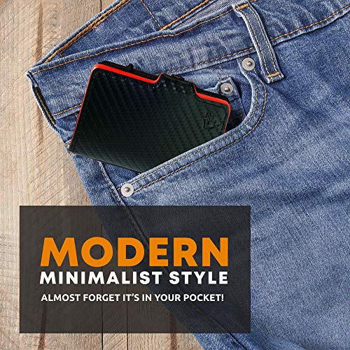 Image of Card Blocr Pop Up Wallet for Men RFID Blocking Carbon Fiber Slim Design 4-6 | Card Holder Wallet with Front Pocket Wallet Style Offers Easier Access Cash & ID Storage, Plus Everyday Carry Conveniences.