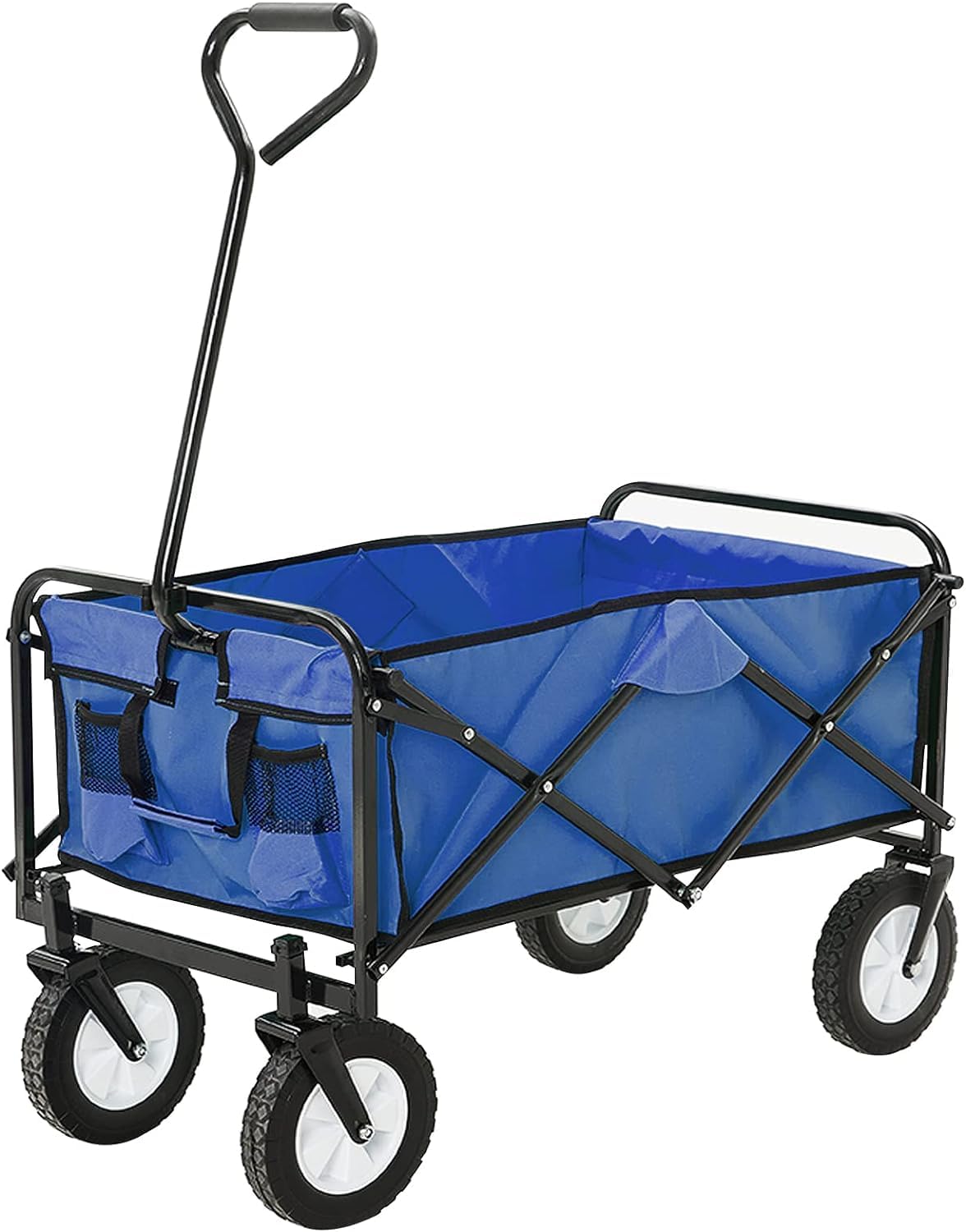 JupiterJX Folding Trolley With Wheels, Collapsible Festival Cart For Camping, Garden, Beach, Outdoor, Picnic, Transport 80KG Capacity, Portable Shopping Wagon Utility Cart Blu