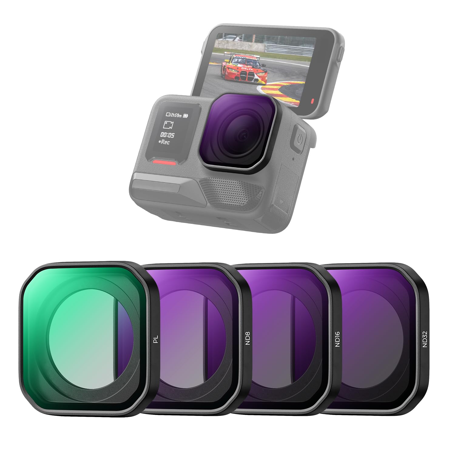 K&F CONCEPT Set de Filtros PL y ND de Rosca Compatible con Insta360 Ace Pro 2, 4 Unidades PL+ND8+ND16+ND32, Kit Accesorios Cámara Acción Filtros Densidad Neutra, Vidrio Óptico HD Multicapa