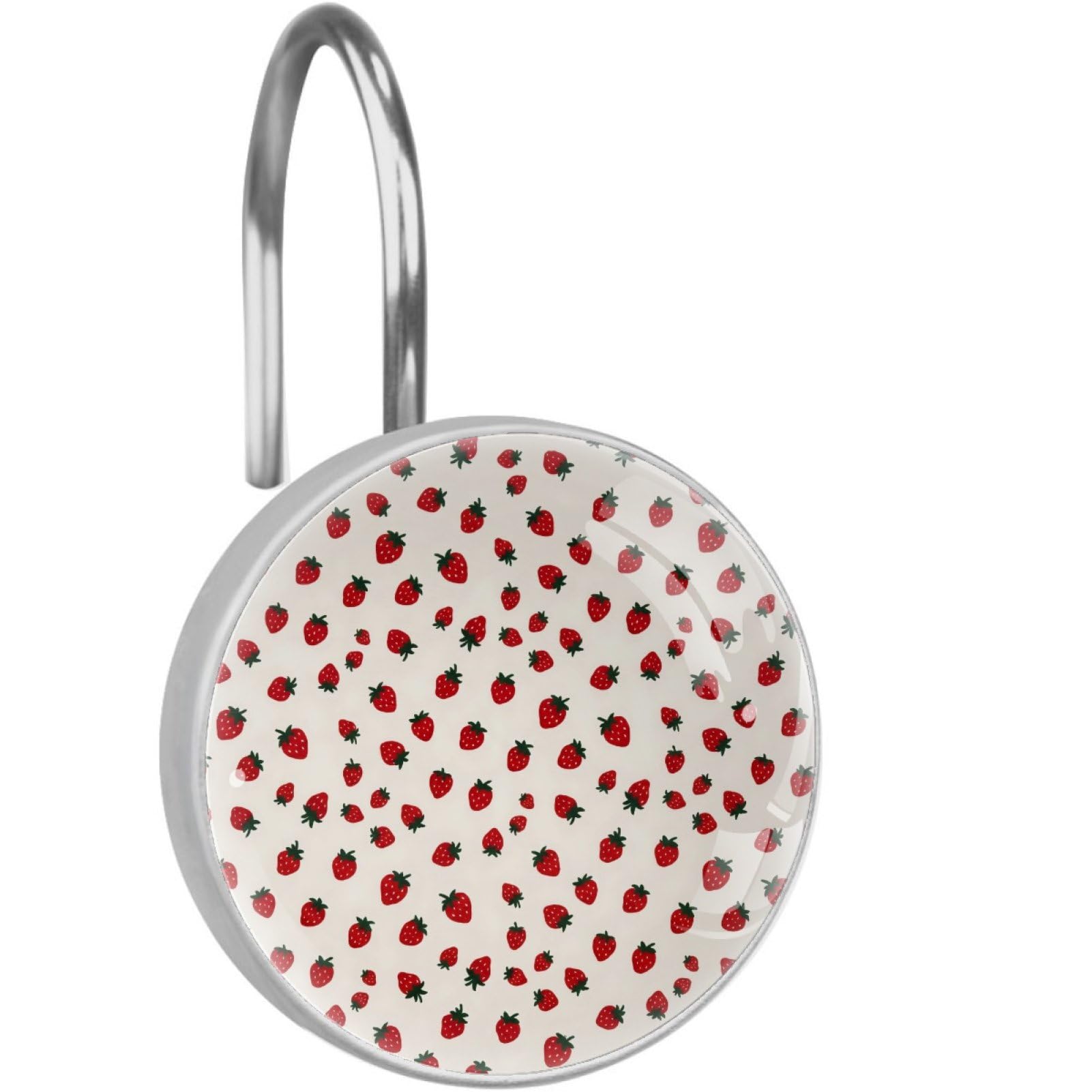 VAPOKF Decorative Shower Curtain Hook, Strawberry Print Rustproof Stainless Steel Shower Curtain Hook for Bathroom, Shower Curtain Hangers for Shower Rod