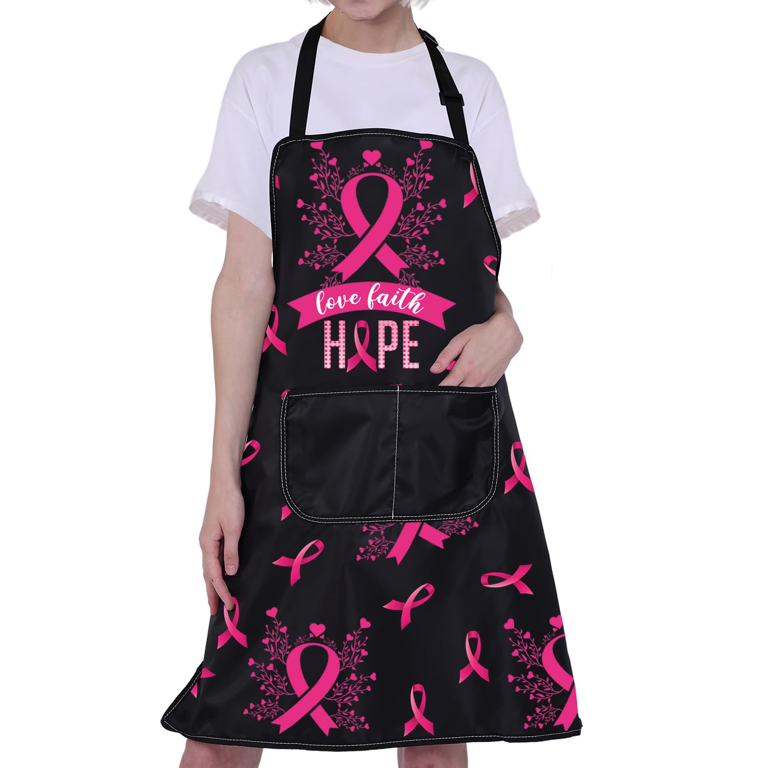 Bufhje Women's Breast Cancer Apron S For With Pockets Breast Cancer Awareness Cooking Apron Breast Cancer Survivor Fighter Patient Gift
