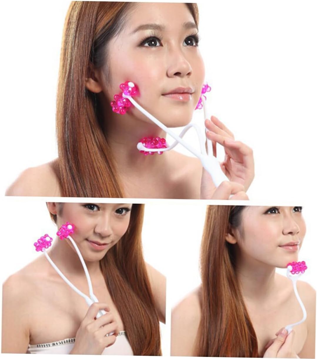 Beavorty 3pcs 2 1 1 Roller Facial Massager Skin Care Tools for Slimming Chin Neck and Face