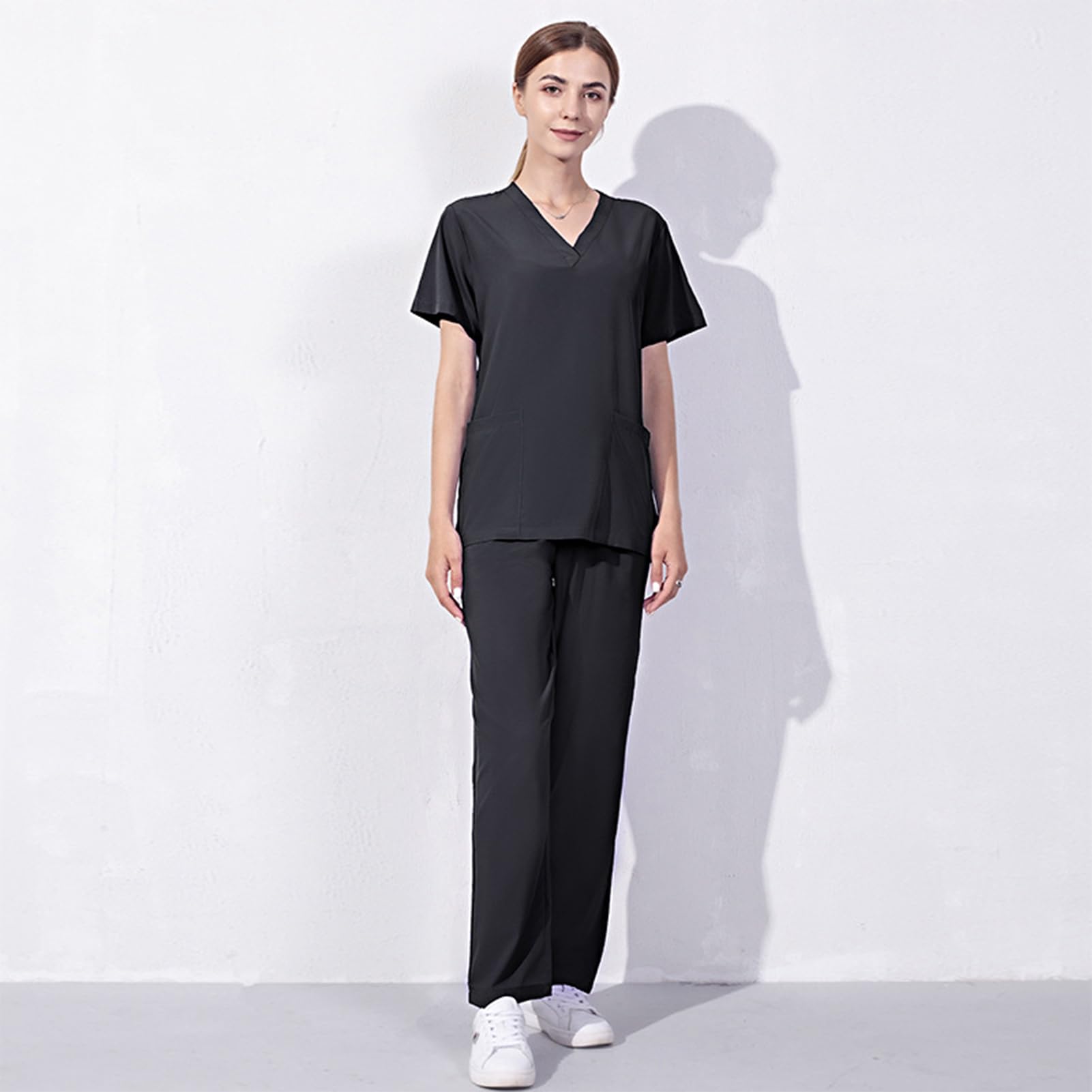 Nurses Scrubs Sets for Women | Soft Stretch V-Neck Top Uniforms with Pocket | Soft Stretch Scrubs Set Nurse Uniform, Doctor Working Clothing for Pet Hospital