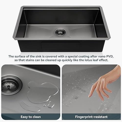 Miniatura 227 de Lordear Fregadero de cocina de montaje inferior de 23 pulgadas, estación de trabajo, fregadero de cocina de acero inoxidable calibre 16, cuenco