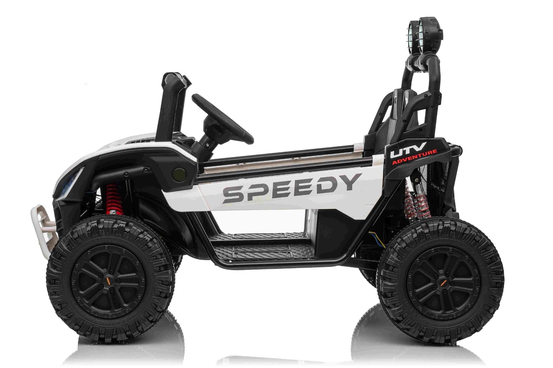 T-REX Ride 4x4 elektryczny samochód dla dzieci, 24 V, 24 V, biały, odtwarzacz MP3 z wejściem USB/AUX, 4 x 4, akumulator litowy, zawieszenie, pilot zdalnego sterowania, oświetlenie LED
