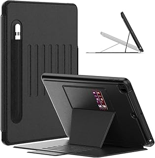 Stweap for iPad 9th/8th/7th Generation Case 10.2”, Thin, Strong Magnetic Stand Cover with Absorbing Multi-Angles Stand, Pen Holder, Card Slot for iPad 10.2 Inch 2021/2020/2019(Bl…