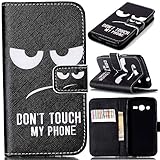 Galaxy Avant Case,G386 Case Wallet,IVY [Don't Touch My Phone][Kickstand Function][Credit Cards Slot][Cash Pockets] Premium PU Leather Flip Cover Wallet Case For Samsung Galaxy Avant G386