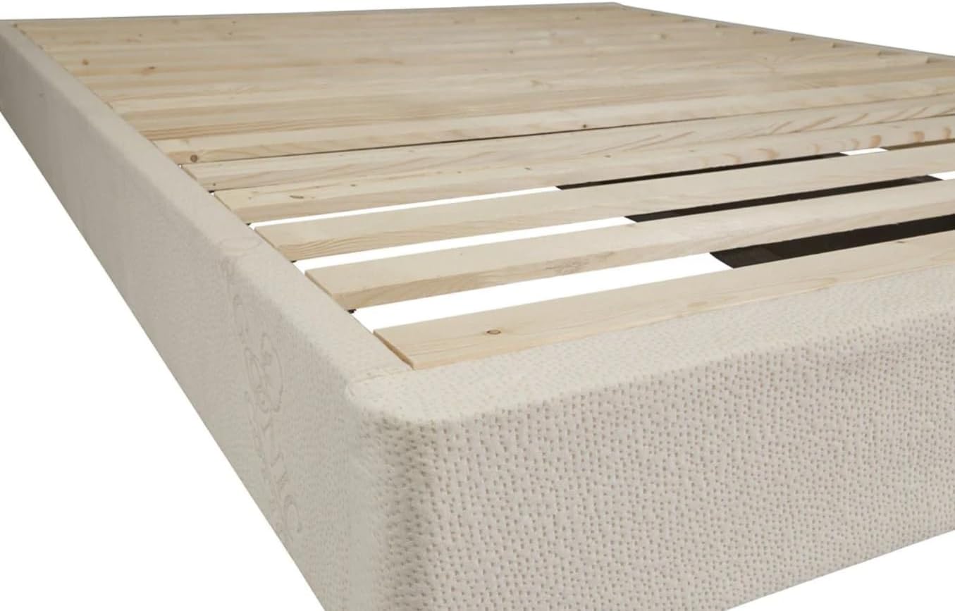 PlushBeds Orthopedic Foundation 7.5" Industry Standard Height | Sturdy Spruce Wood Frame |Wrapped in GOTS Certified Organic Cotton Fabric| Heat Treated| Greater Breathability & Durability| Queen