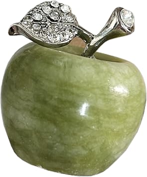 1 Pcs Green Jade Apple Crystals and Healing Stones Figurines Collectibles,1.18Inchs Room Decor Christmas Decorations Office Gifts