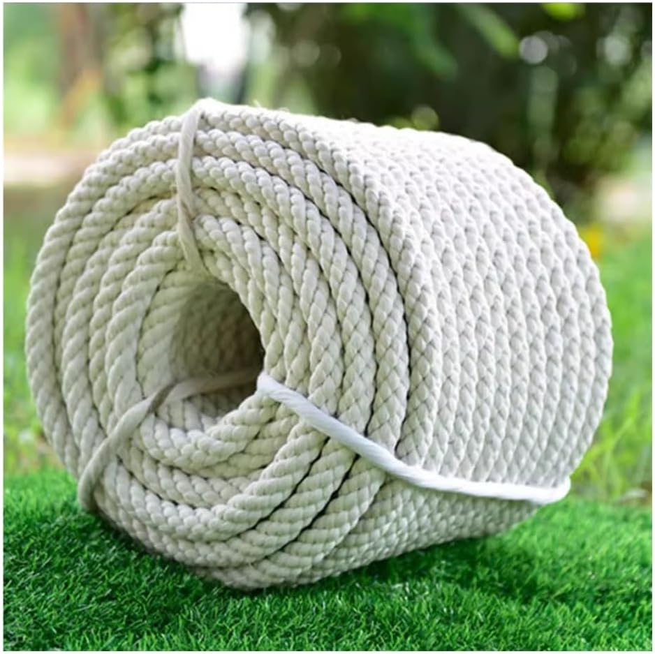 Natural Cotton Rope 164 Feet, White Soft 4-Strand Strong Twisted Cotton Ropes Cord for Sports, Decoration, Pet Toys, DIY Crafts, Tug of War, Hanging(D 10mm/0.39")