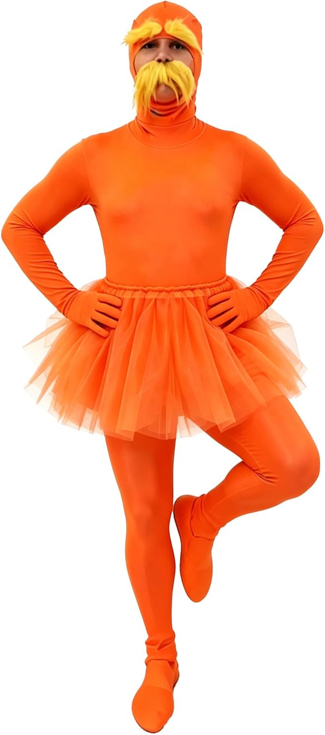 Sholeno Women Orange Full Coverage Bodysuit Dance Leotard