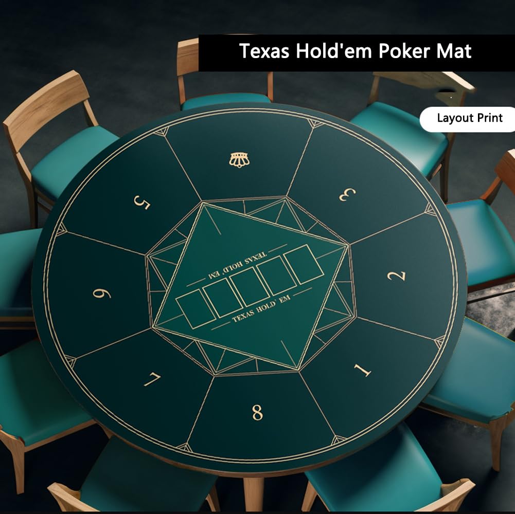 mata do gry w karty, Przenośny stół do pokera z torbą przenoszenia, mata układania gier dla 8 graczy na karty gry, pokerowe(1.2 x 1.2 M)