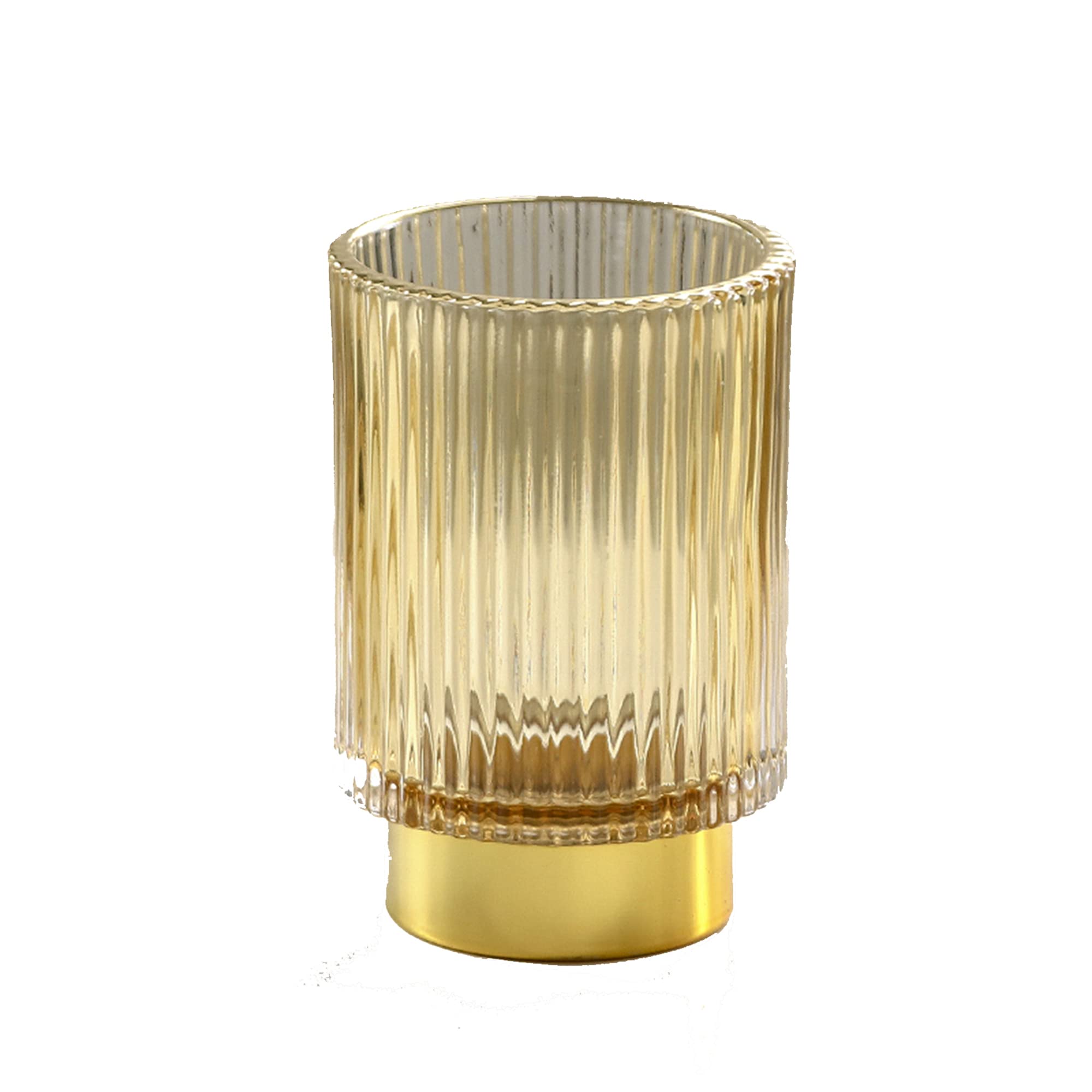 Make-up brush holder, glass make-up brush storage box, paint brush, pencil, eyeliner pen, bathroom counter, dresser, bedroom, office storage cup storage rack (Amber Color L)