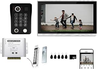 ANJIELO SMART 4-Draht Video-Türsprechanlage mit 10-Zoll-Monitor | Video-Türklingelkamera mit WLAN, Nachtsicht & Gegensprechfunktion | einfache Montage (1 Schwarze Glocke + 1 silberner Monitor)
