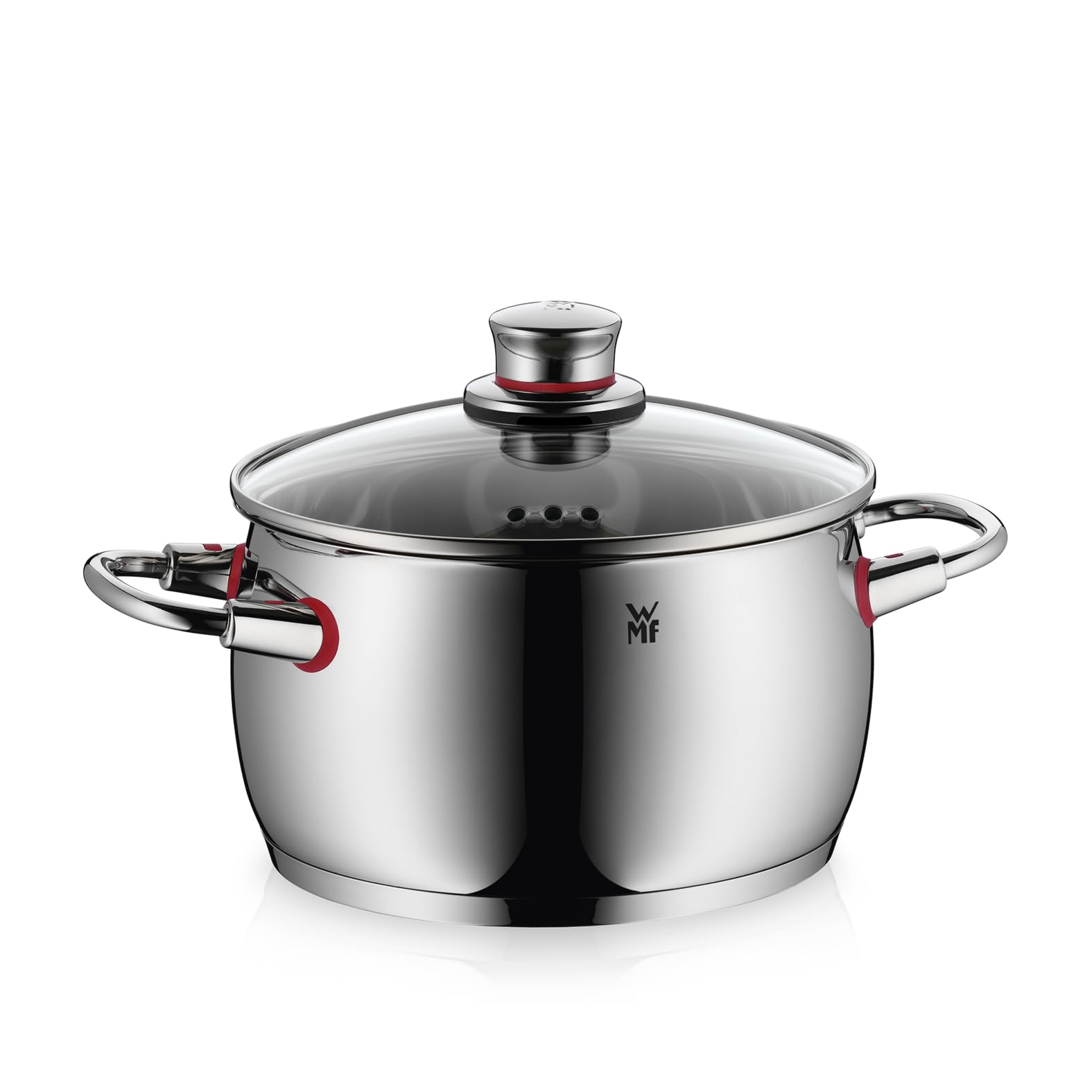 WMF Quality One Kochtopf groß 20cm, Glasdeckel mit Dampföffnung, Nudeltopf, Fleischtopf Induktion 4,1l, Cromargan Edelstahl poliert, unbeschichtet