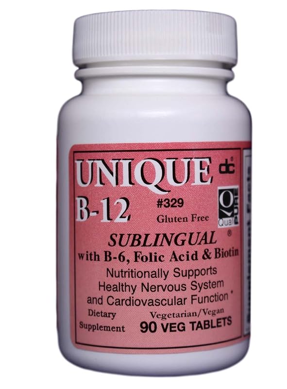 Dee Cee Laboratories Suplemento de Vitamina B12 Sublingual com B6, ácido fólico e biotina, 90 cápsulas vegetais