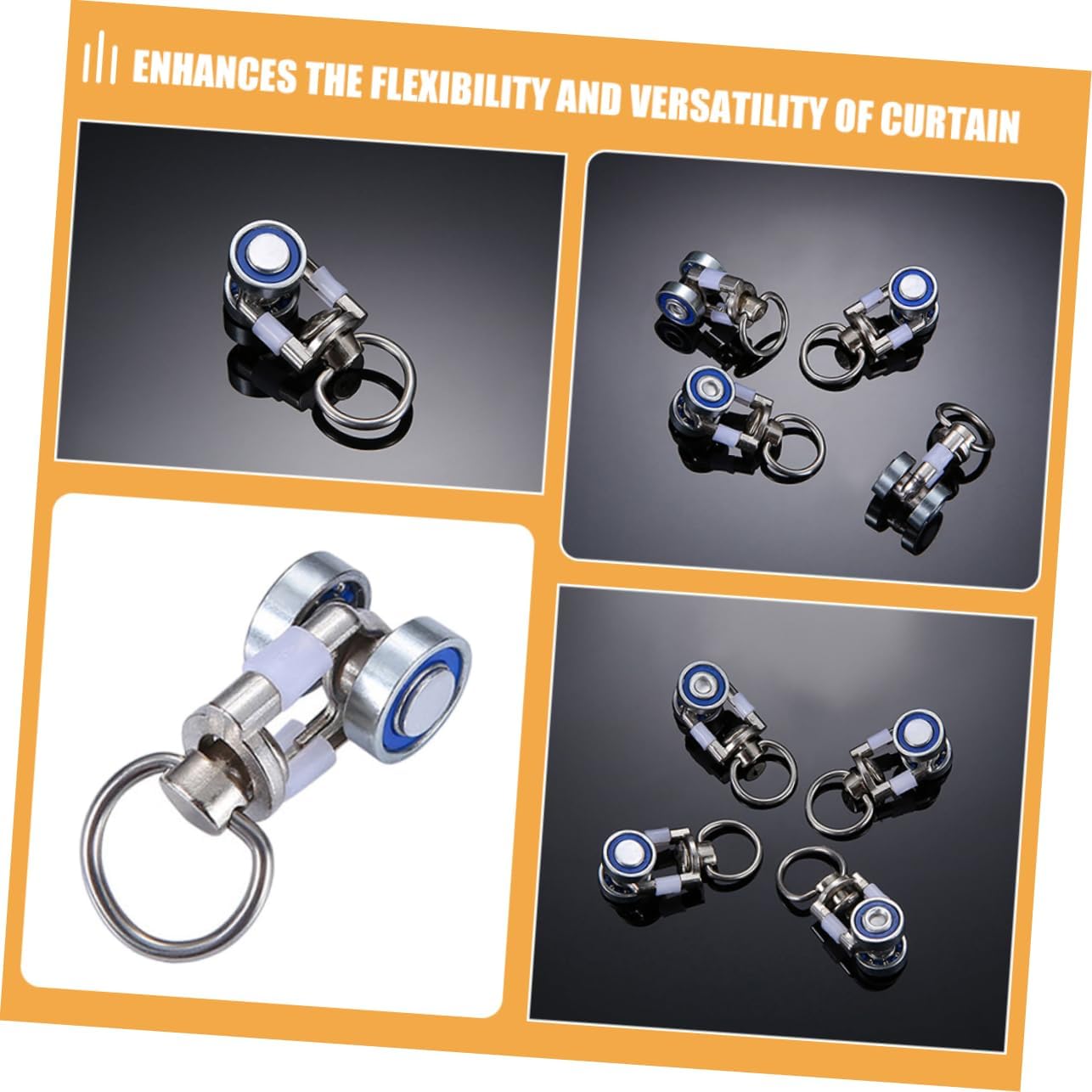 5sets Curtain Ceiling Track 2 Wheel Pulleys Flexible Track Runners for Color Curtains Easy to Install 10pcs*5