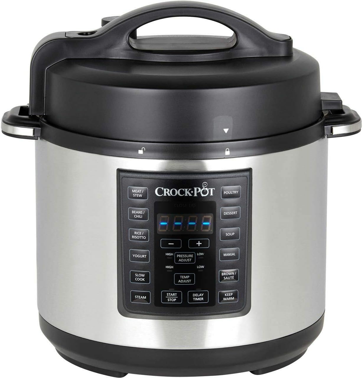 Crock-Pot Express Pressure Cooker | 12-in-1 Programmable Multi-Cooker | Slow Cooker | Food Steamer and Saute | 5.6 L | Energy Efficient | Stainless Steel [CSC051]